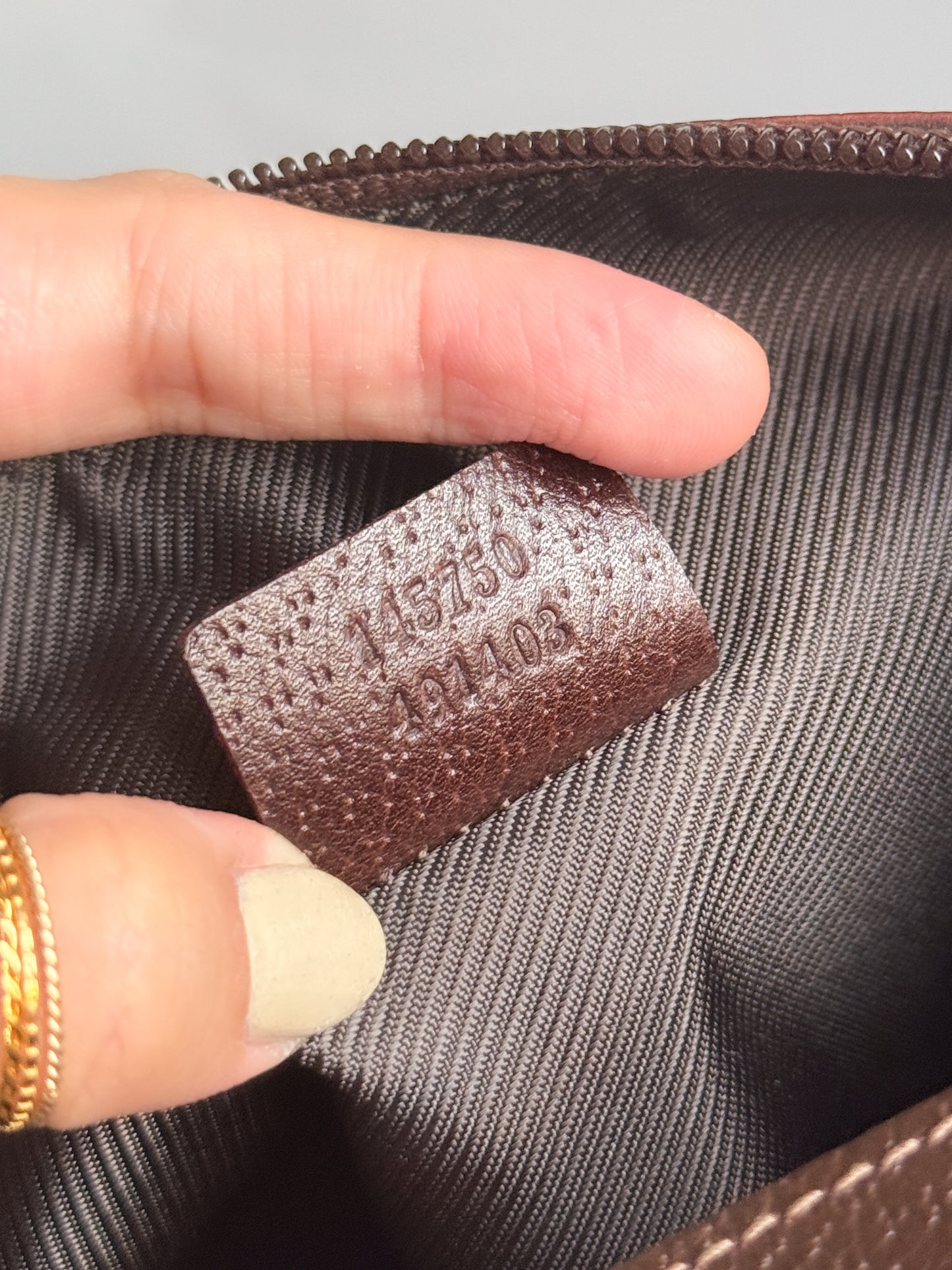 GG Canvas Abbey D-Ring Pochette Handbag Champagne Gold Hardware