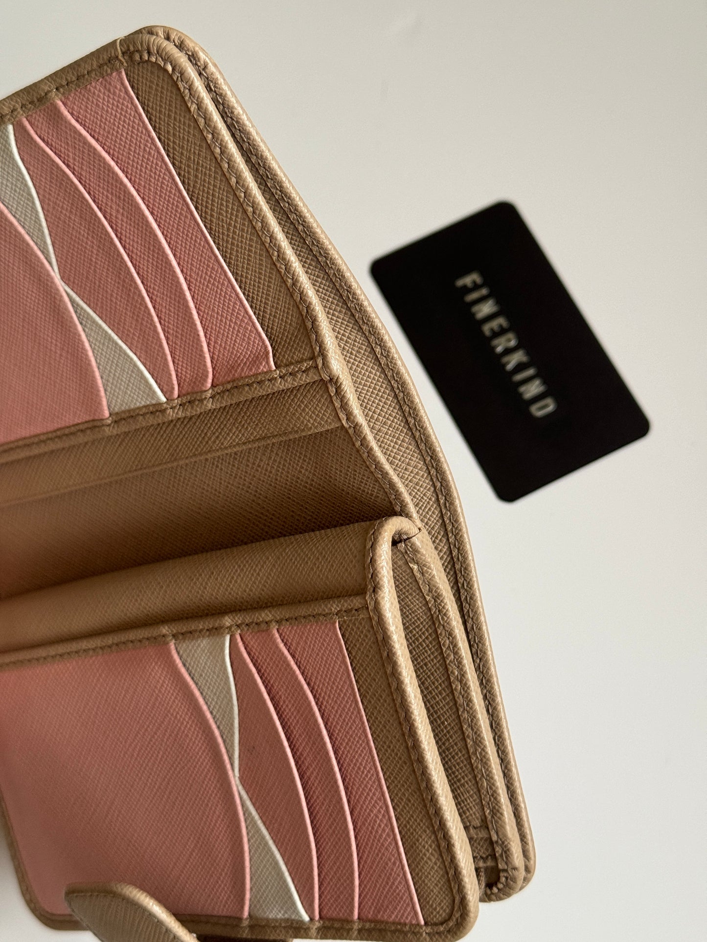 Saffiano Leather Compact Wallet in Cammeo Multicolor