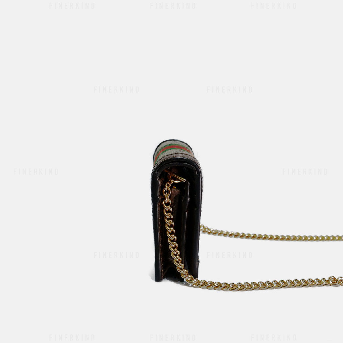 Ophidia GG Sherry Line Leather Compact Wallet on Chain