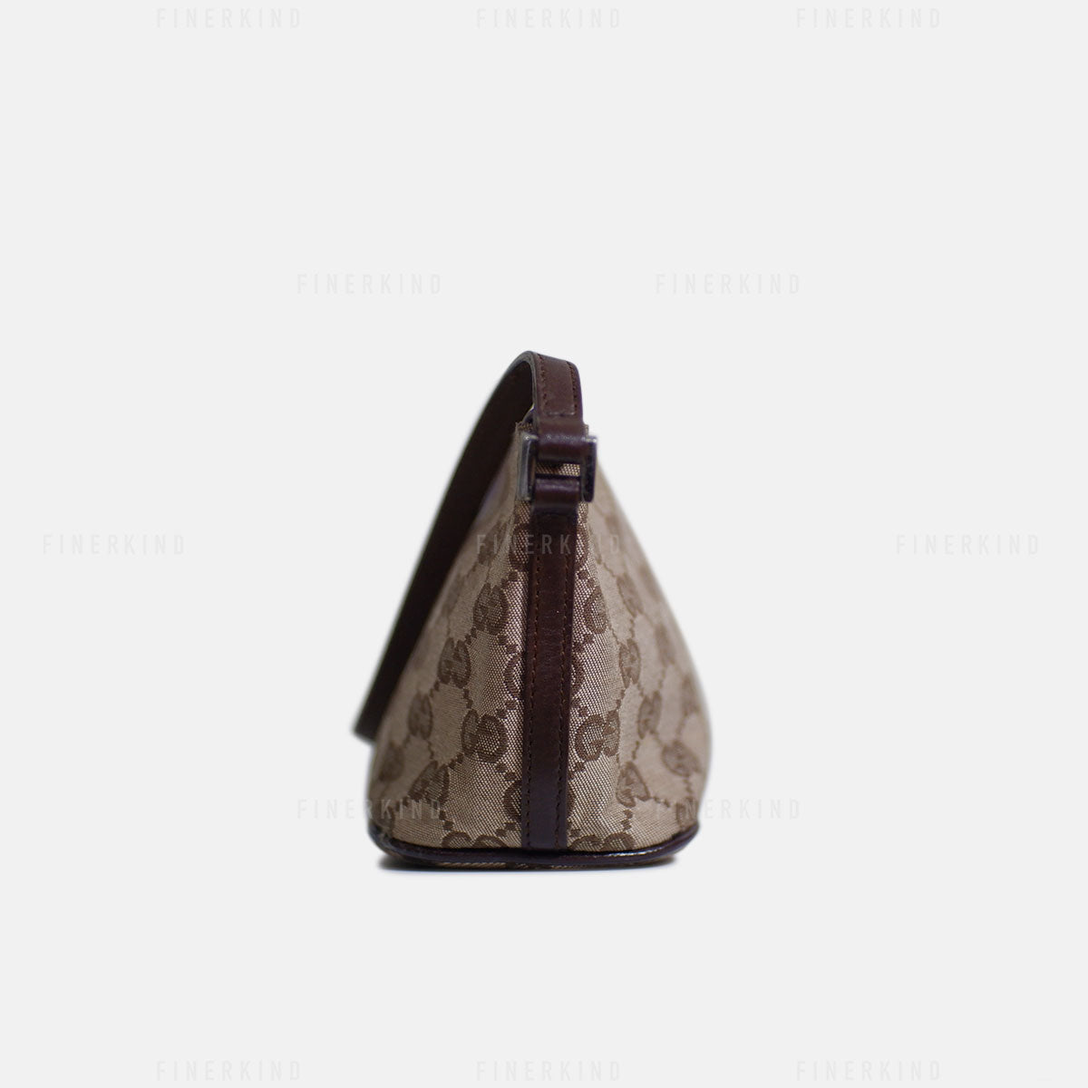 GG Canvas and Light Espresso Leather Boat Pochette Bag