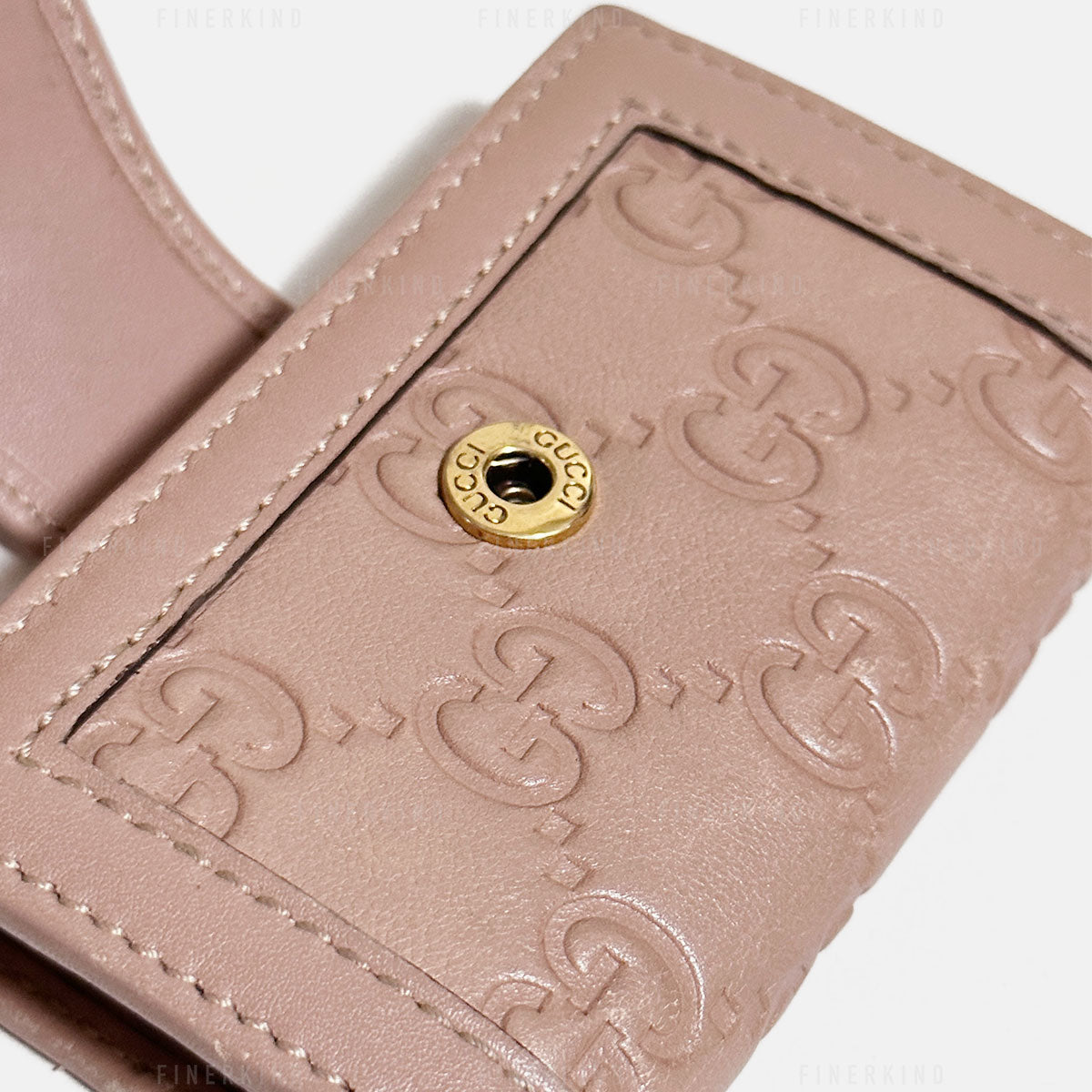 GG Pink Leather and Gold 6 Rings Key Holder