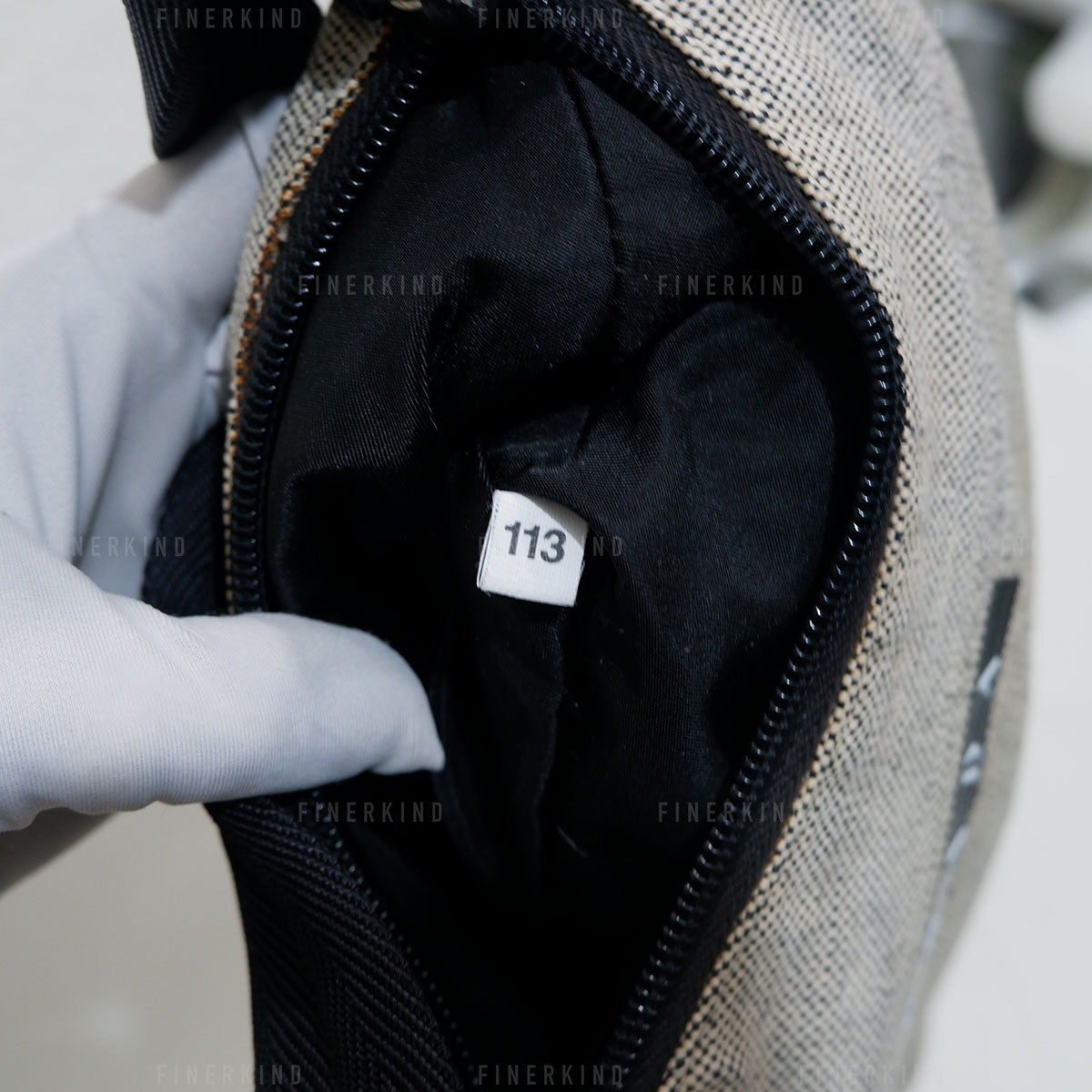 Mini Hobo Gray/Beige Canvas Handbag