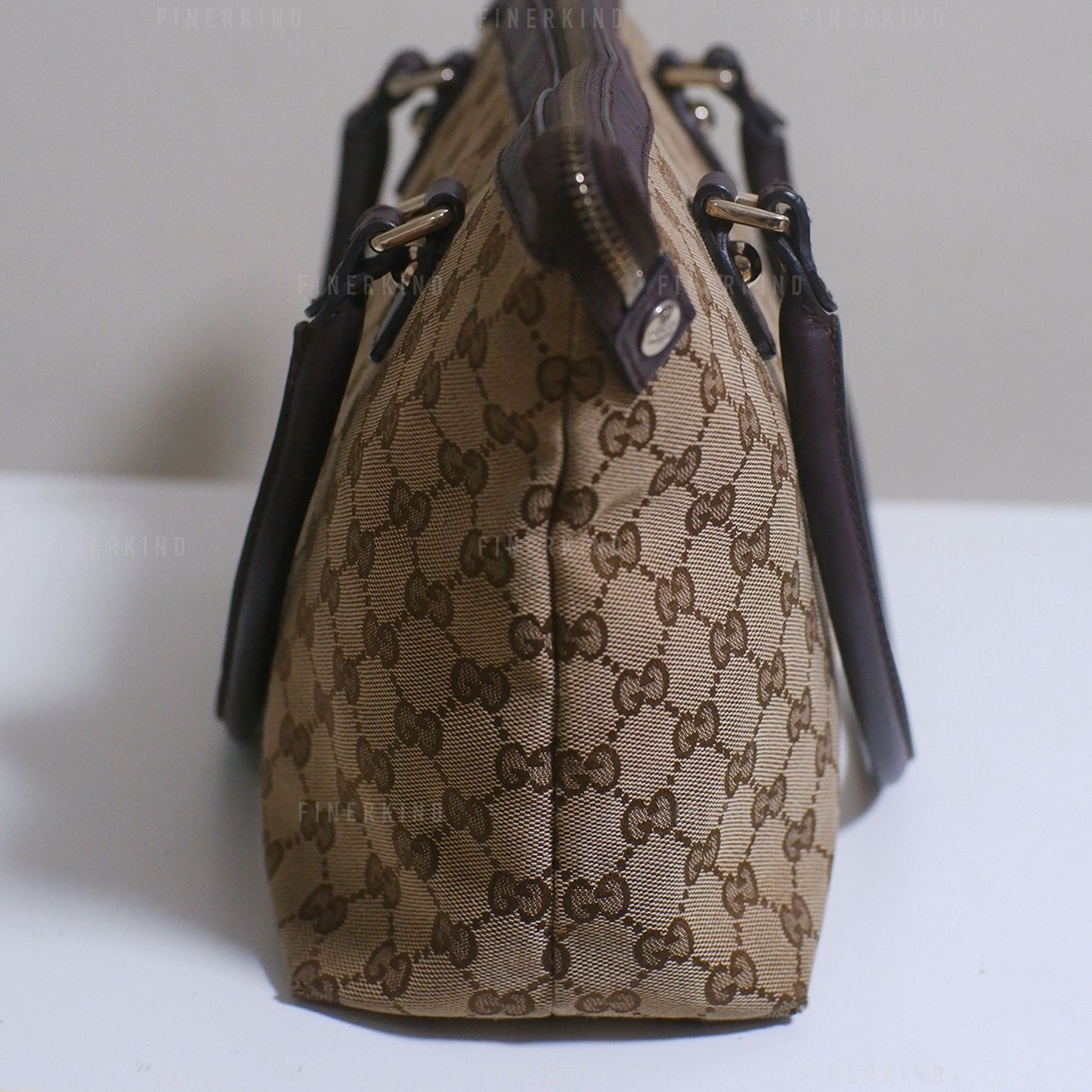 GG Canvas and Leather Tote Bag