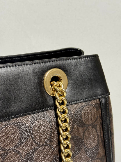 Brooke Chain Carryall Shoulder Bag in Signature Canvas and Gold Hardware (Rare)