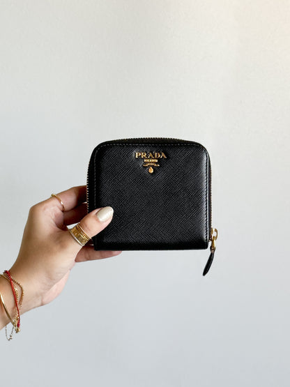 Black Saffiano Leather Compact Wallet