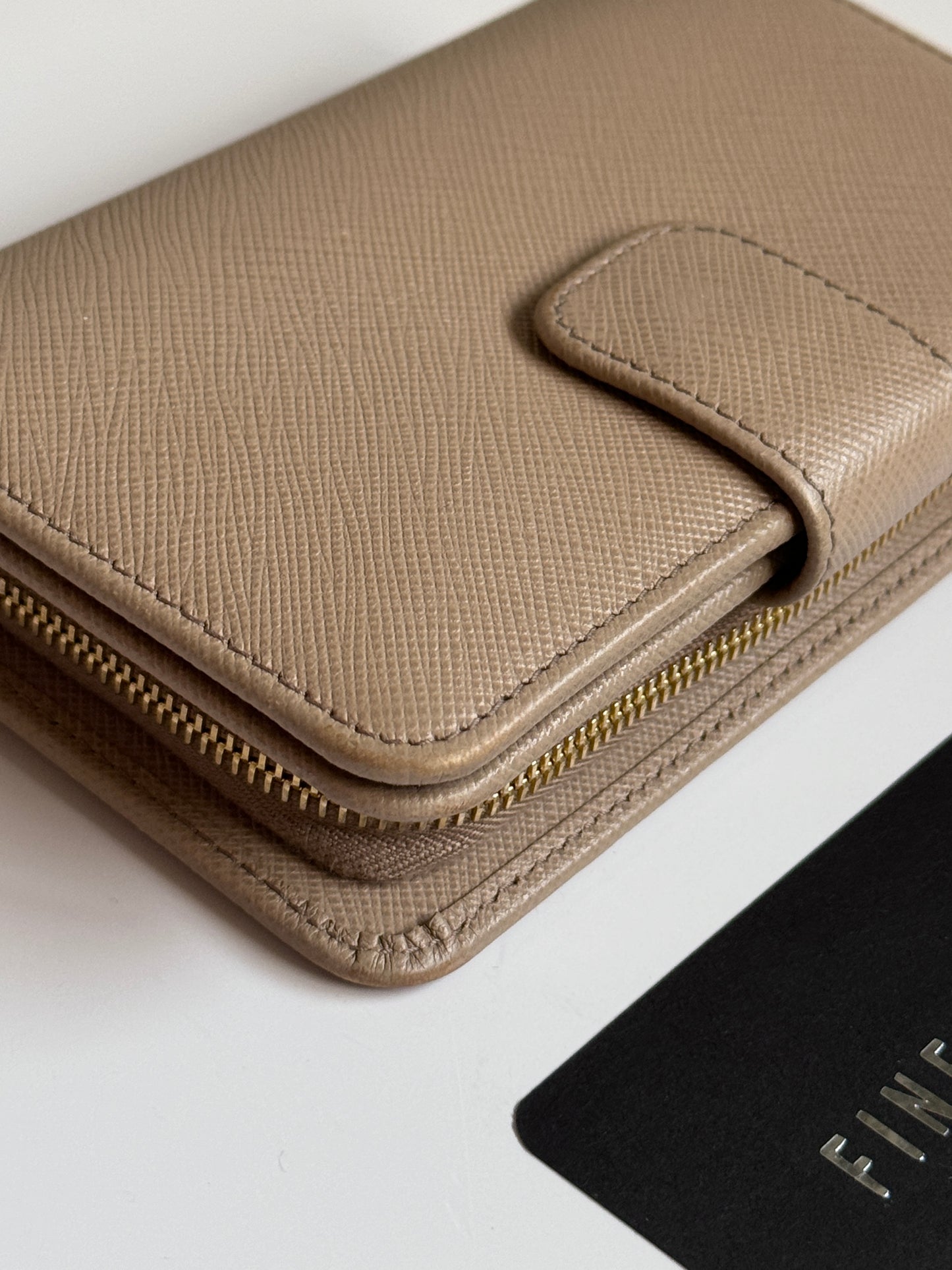 Saffiano Leather Compact Wallet in Cammeo Multicolor