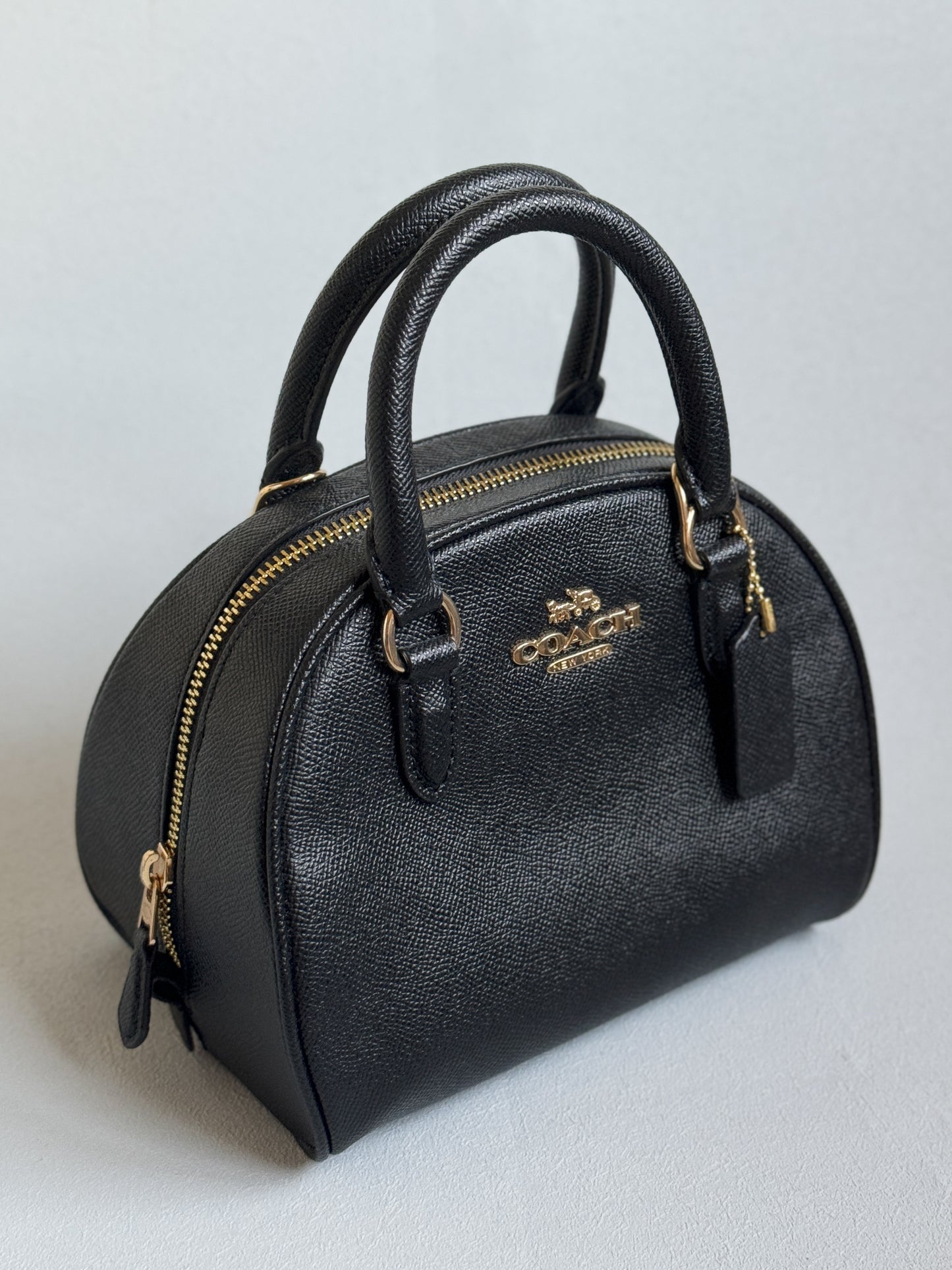Sydney Black with Strap and Gold Hardware (Burgundy Interior)