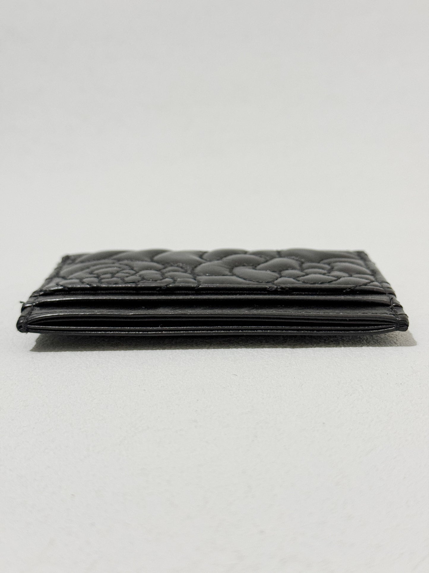 Camellia Black Lambskin Leather Light Gold Hardware Card Case Series 26