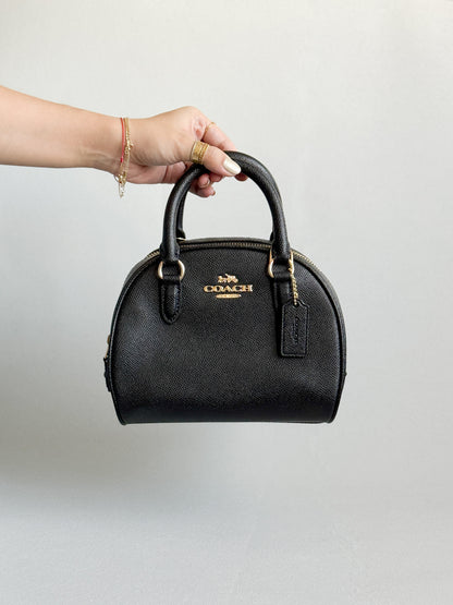 Sydney Black with Strap and Gold Hardware (Burgundy Interior)