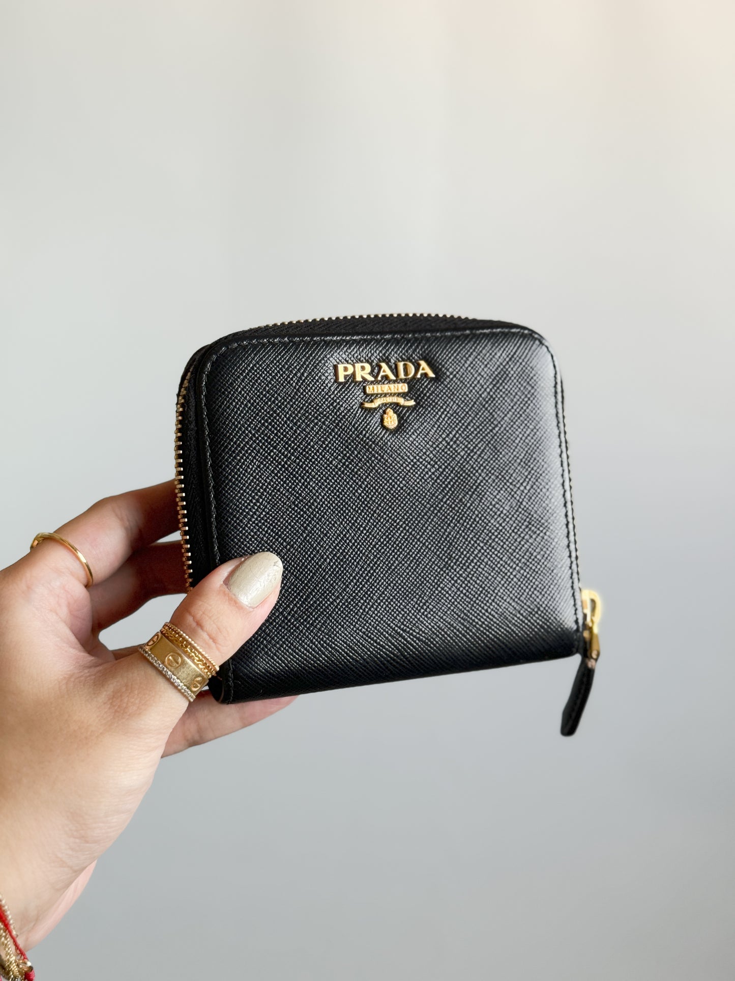 Black Saffiano Leather Compact Wallet