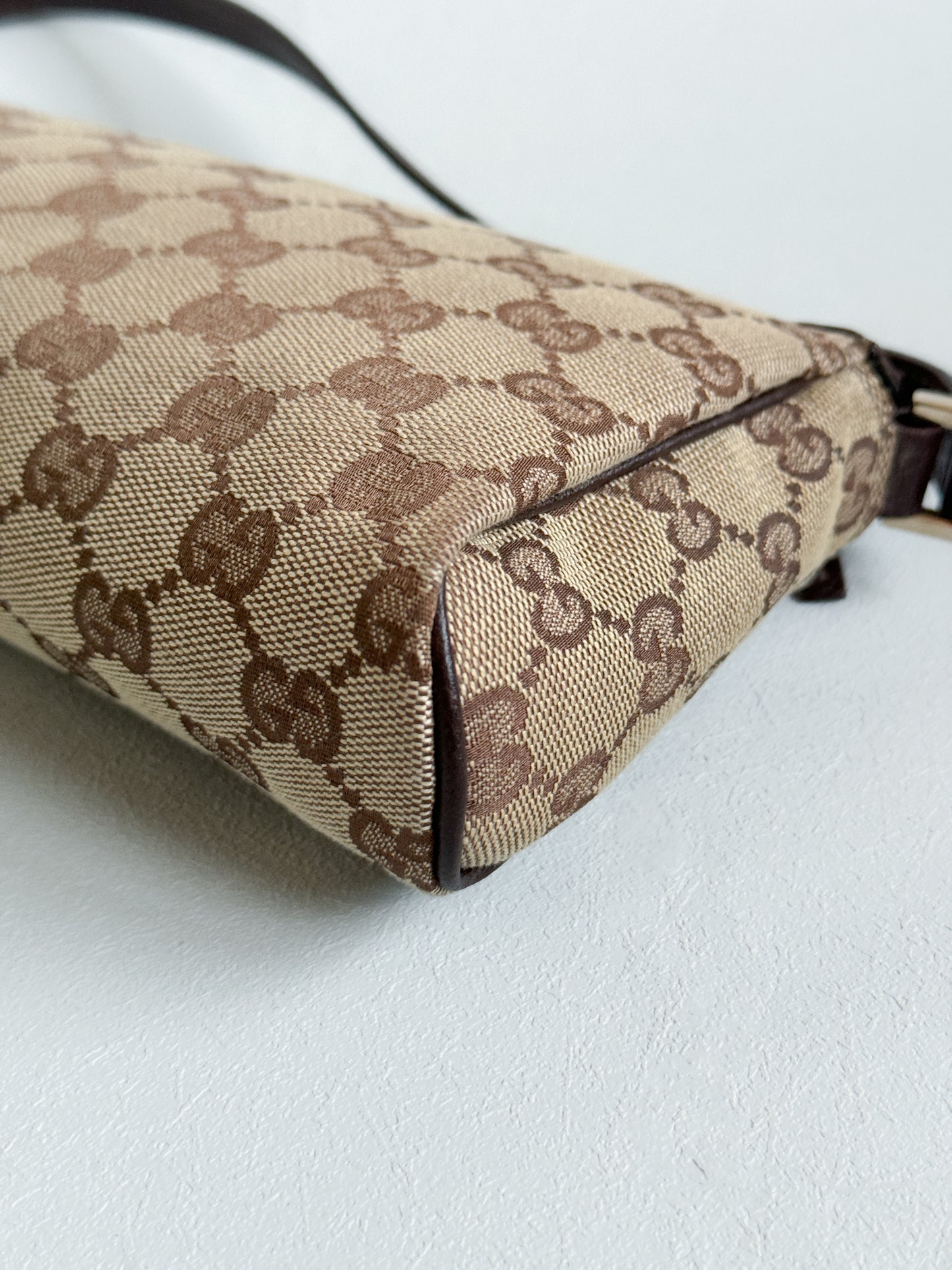 GG Canvas Abbey D-Ring Pochette Handbag Champagne Gold Hardware