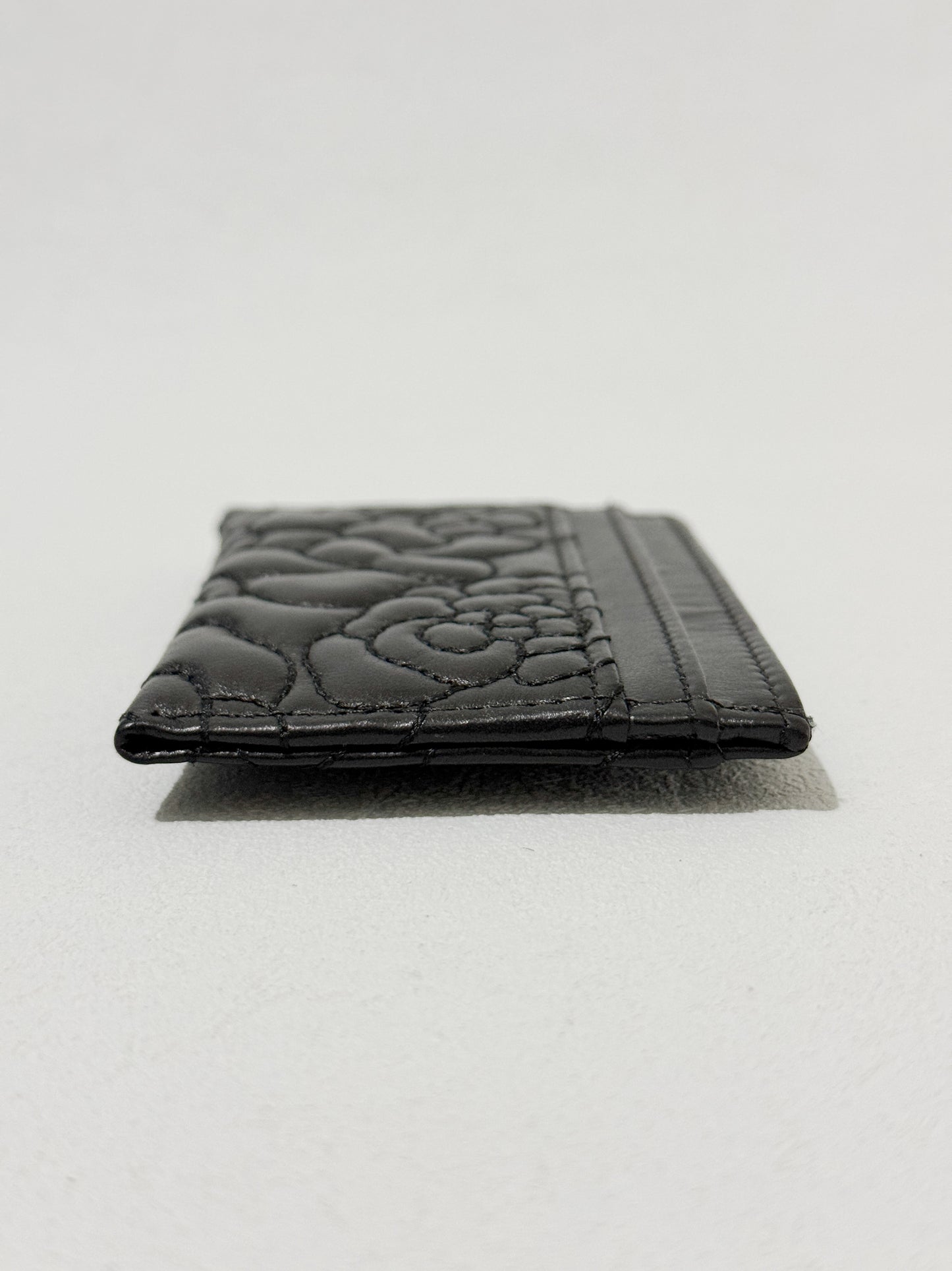 Camellia Black Lambskin Leather Light Gold Hardware Card Case Series 26