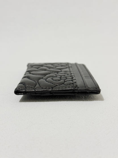 Camellia Black Lambskin Leather Light Gold Hardware Card Case Series 26