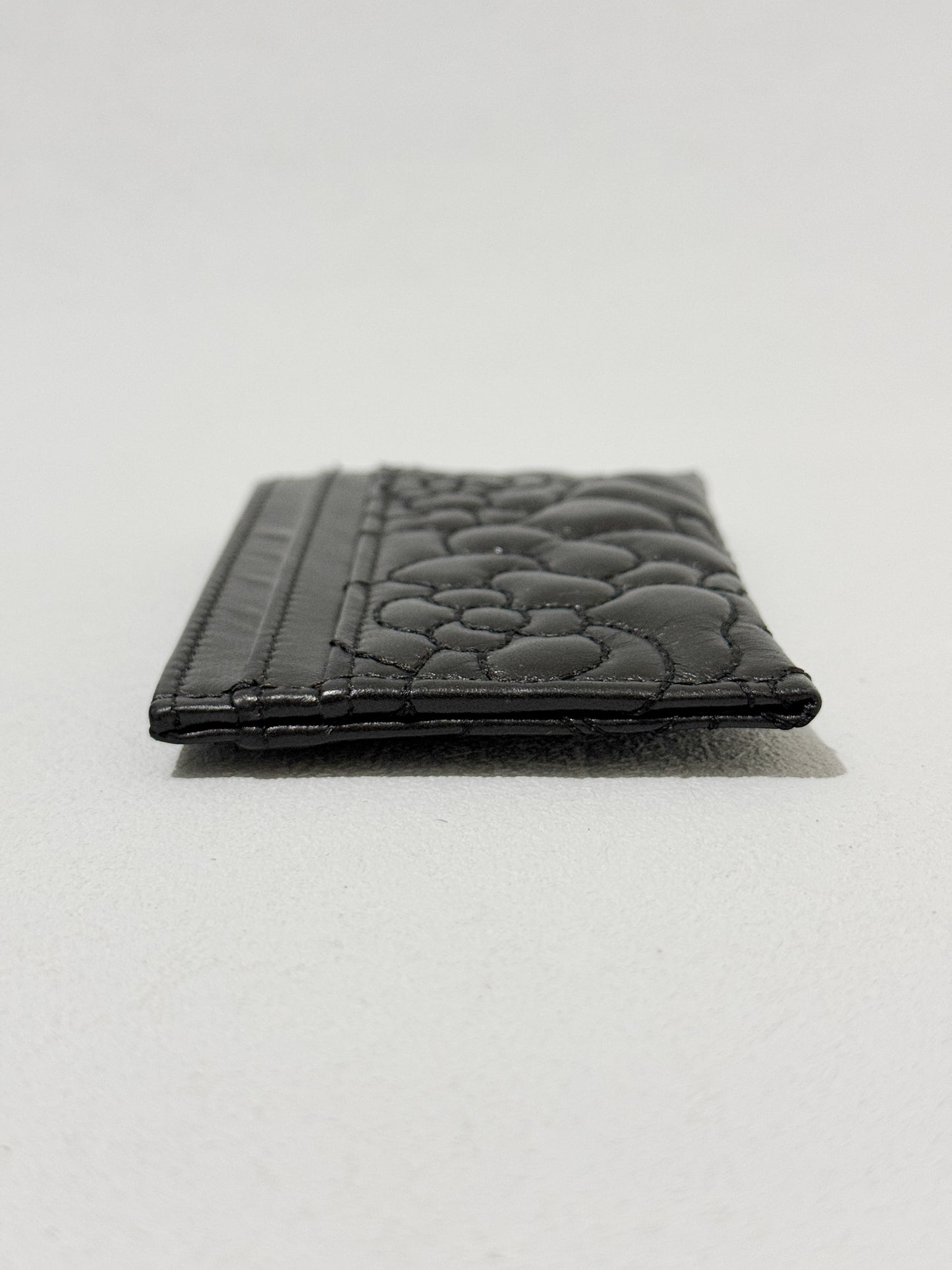 Camellia Black Lambskin Leather Light Gold Hardware Card Case Series 26