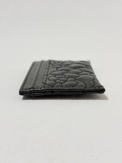 Camellia Black Lambskin Leather Light Gold Hardware Card Case Series 26