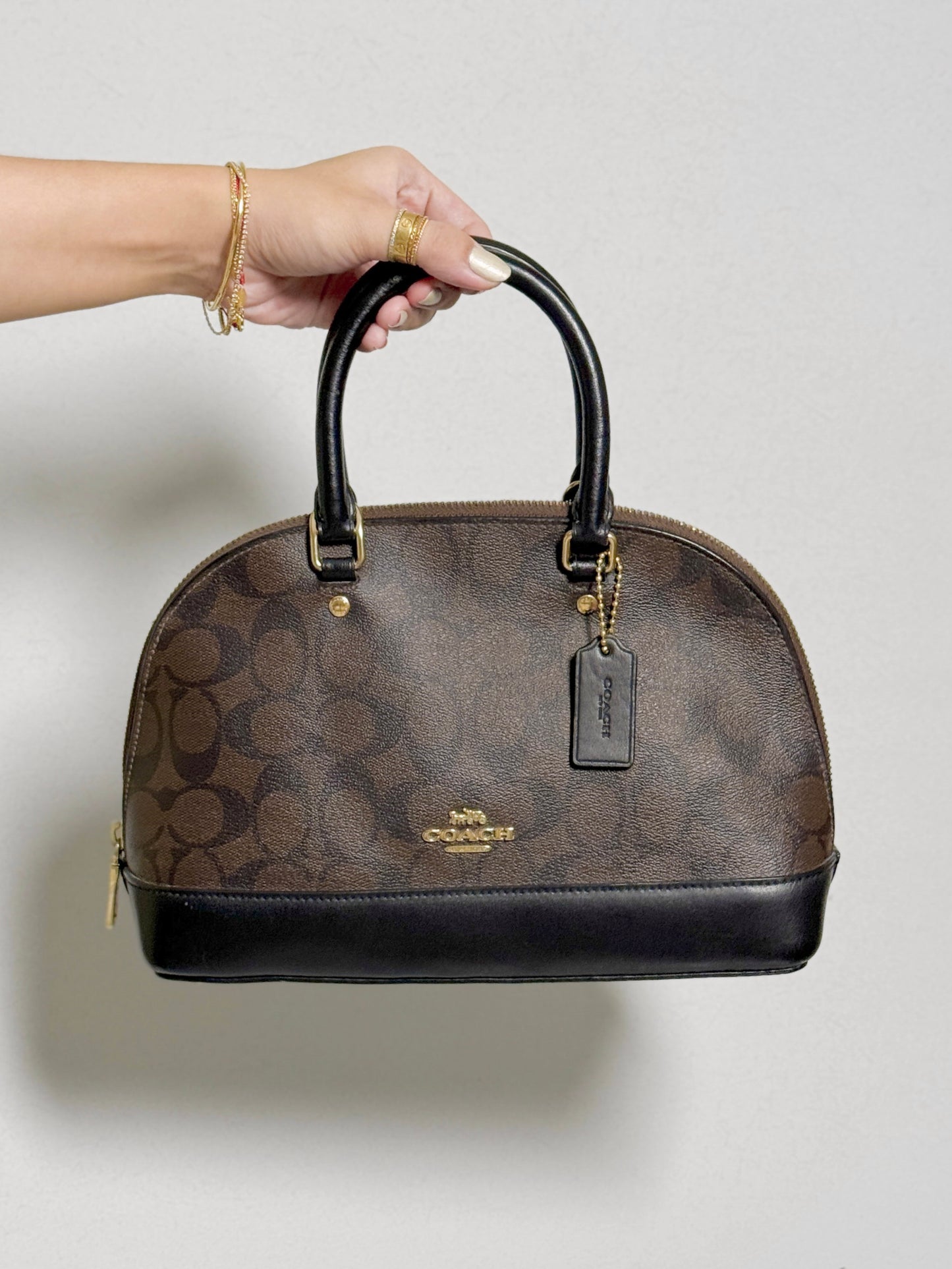 Mini Sierra Handbag in Signature Khaki Canvas with Strap