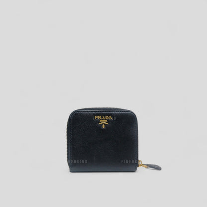 Black Saffiano Leather Compact Wallet