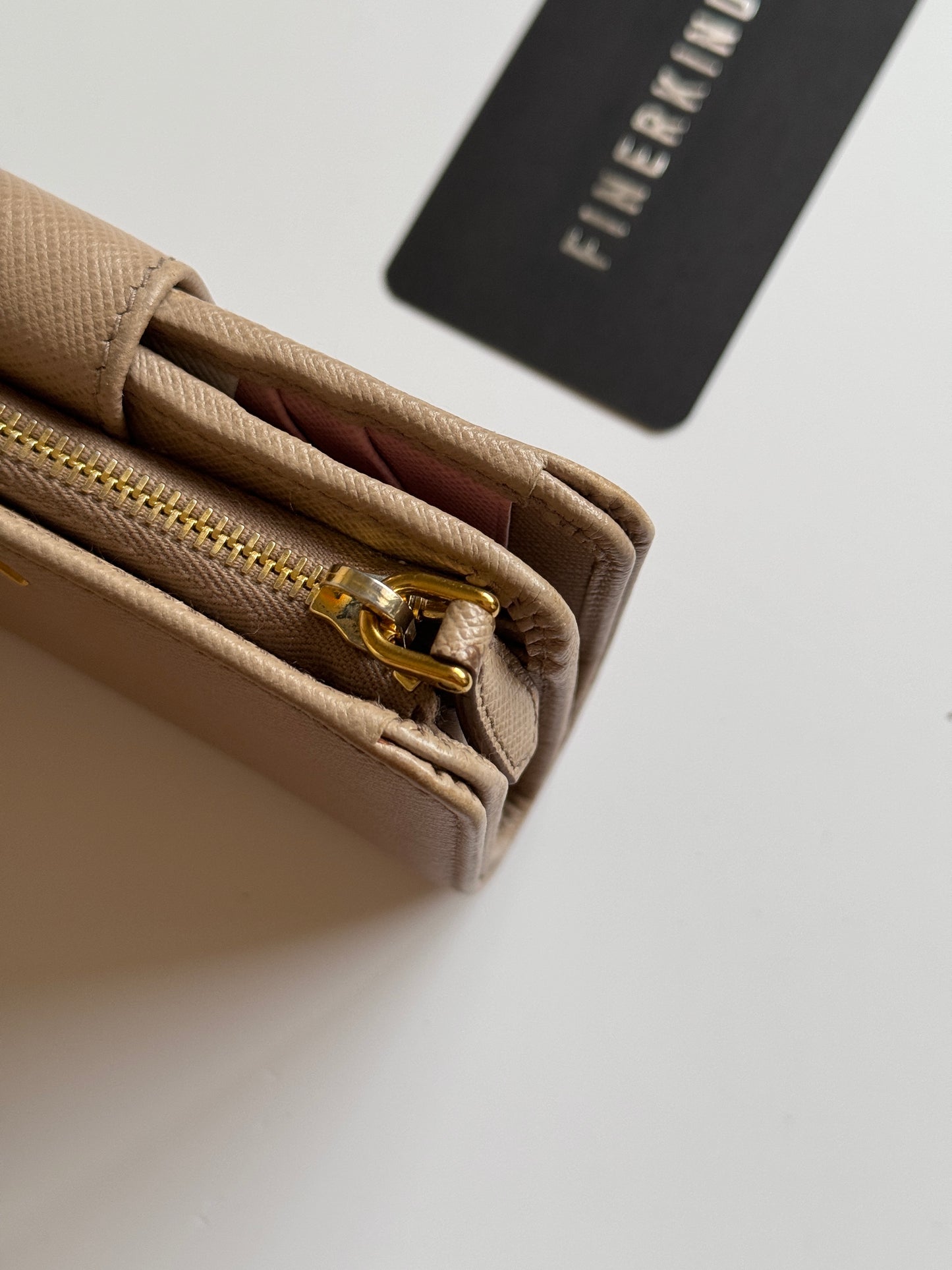 Saffiano Leather Compact Wallet in Cammeo Multicolor