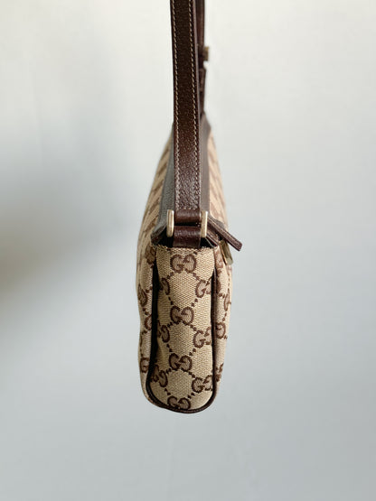 GG Canvas Abbey D-Ring Pochette Handbag Champagne Gold Hardware