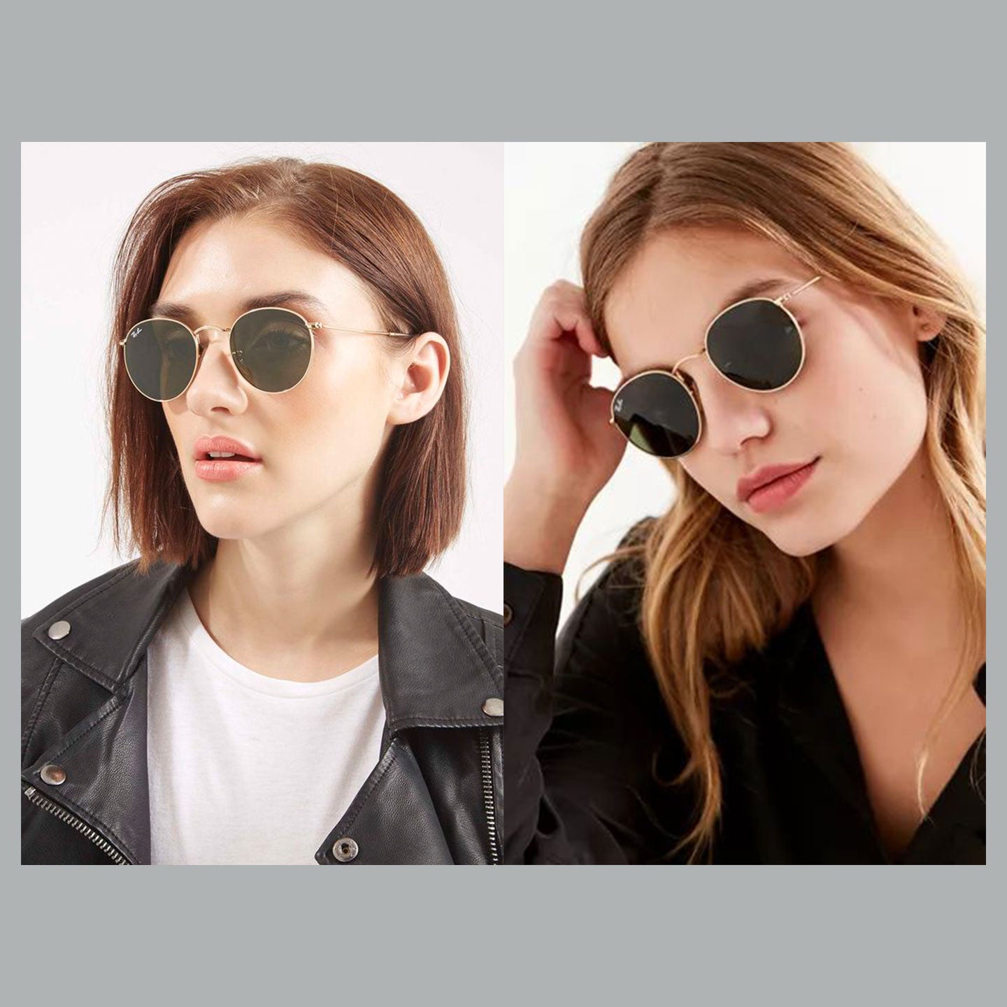 Round Sunglasses / Shades in Gold and Green Size 51