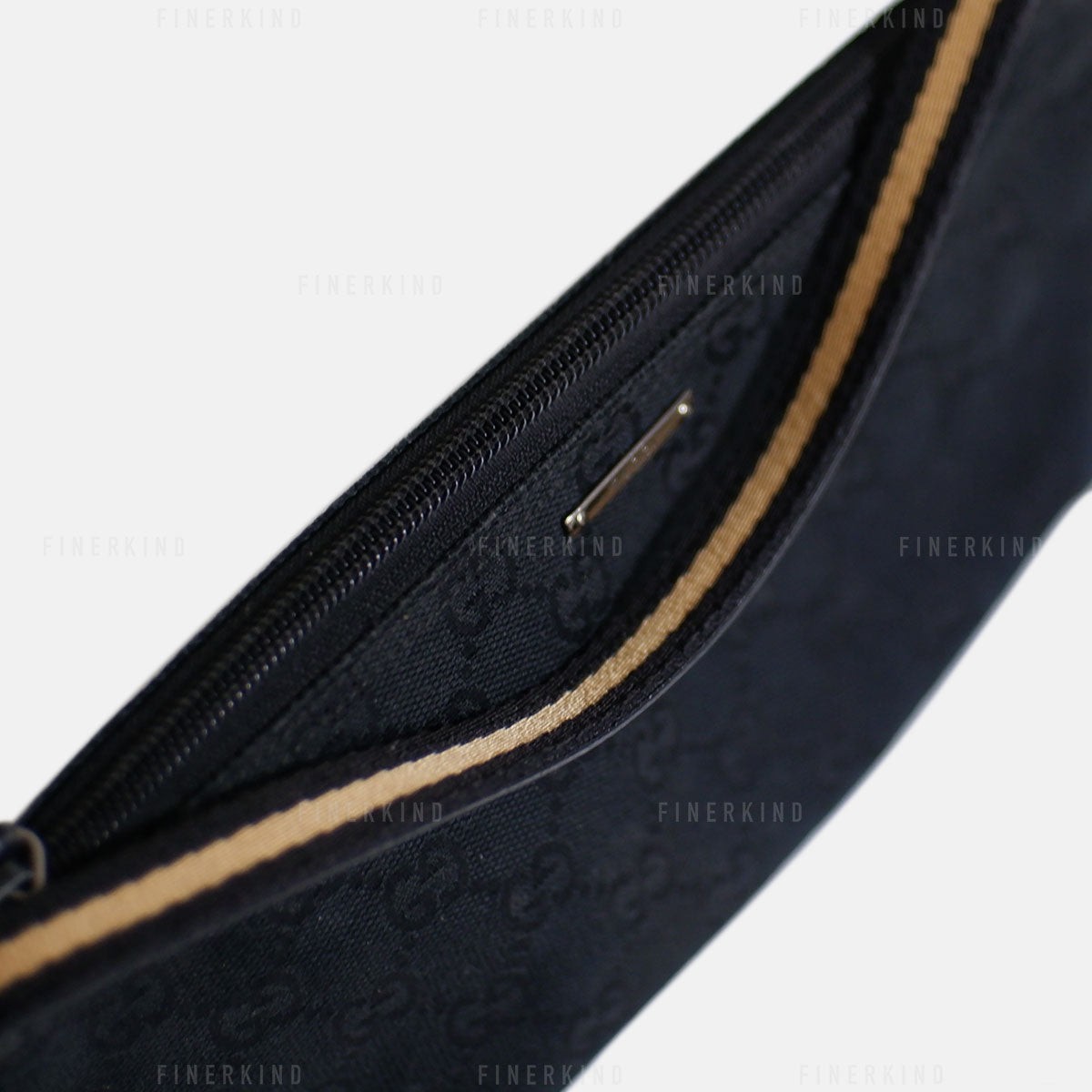 GG Black and Cream Boat Pochette Bag