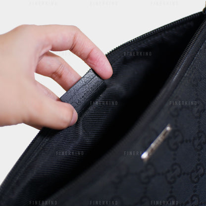 GG Black and Cream Boat Pochette Bag
