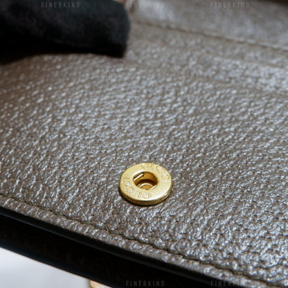 Ophidia GG Sherry Line Leather Compact Wallet on Chain