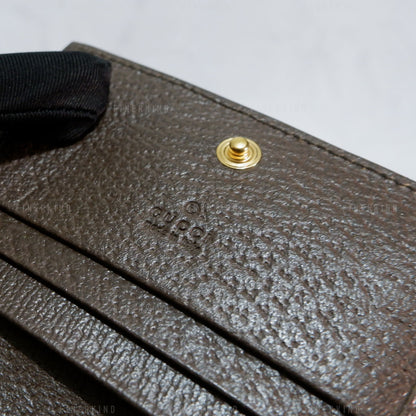 Ophidia GG Sherry Line Leather Compact Wallet on Chain