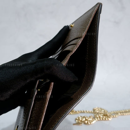 Ophidia GG Sherry Line Leather Compact Wallet on Chain