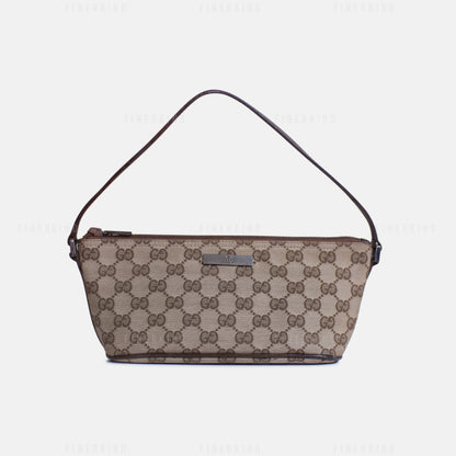 GG Canvas and Light Espresso Leather Boat Pochette Bag
