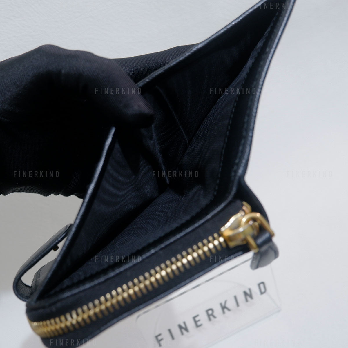 Black Saffiano Leather Compact Wallet