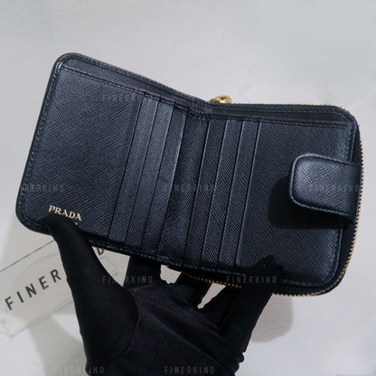 Black Saffiano Leather Compact Wallet