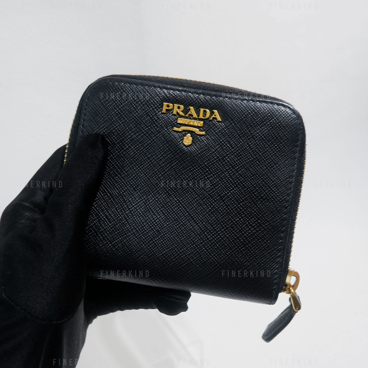 Black Saffiano Leather Compact Wallet