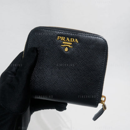 Black Saffiano Leather Compact Wallet