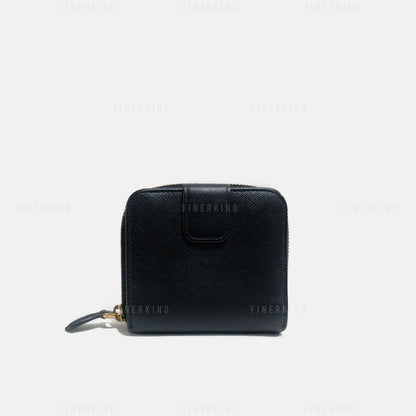 Black Saffiano Leather Compact Wallet
