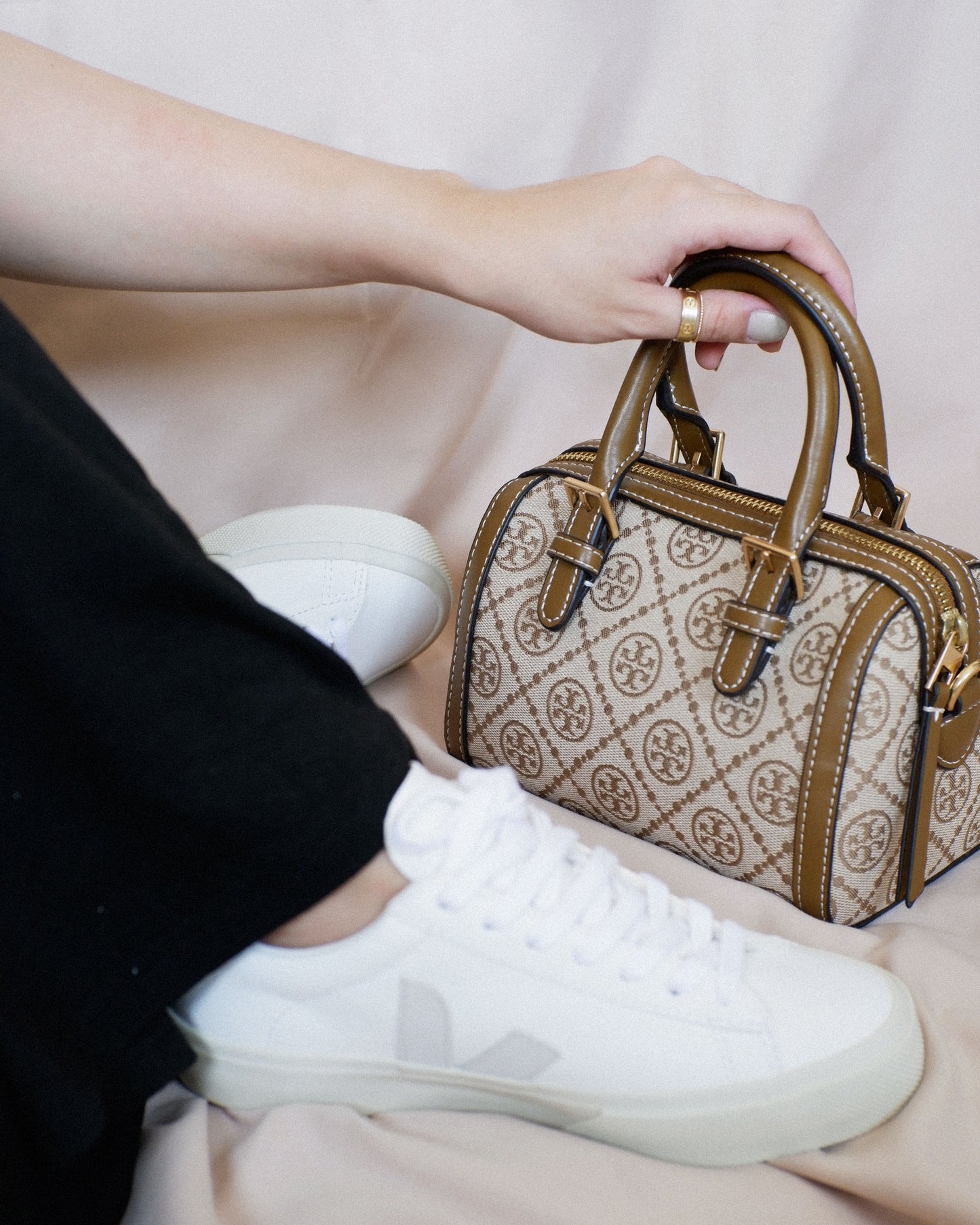 Mini Logo Monogram Duffle Bag in Brown