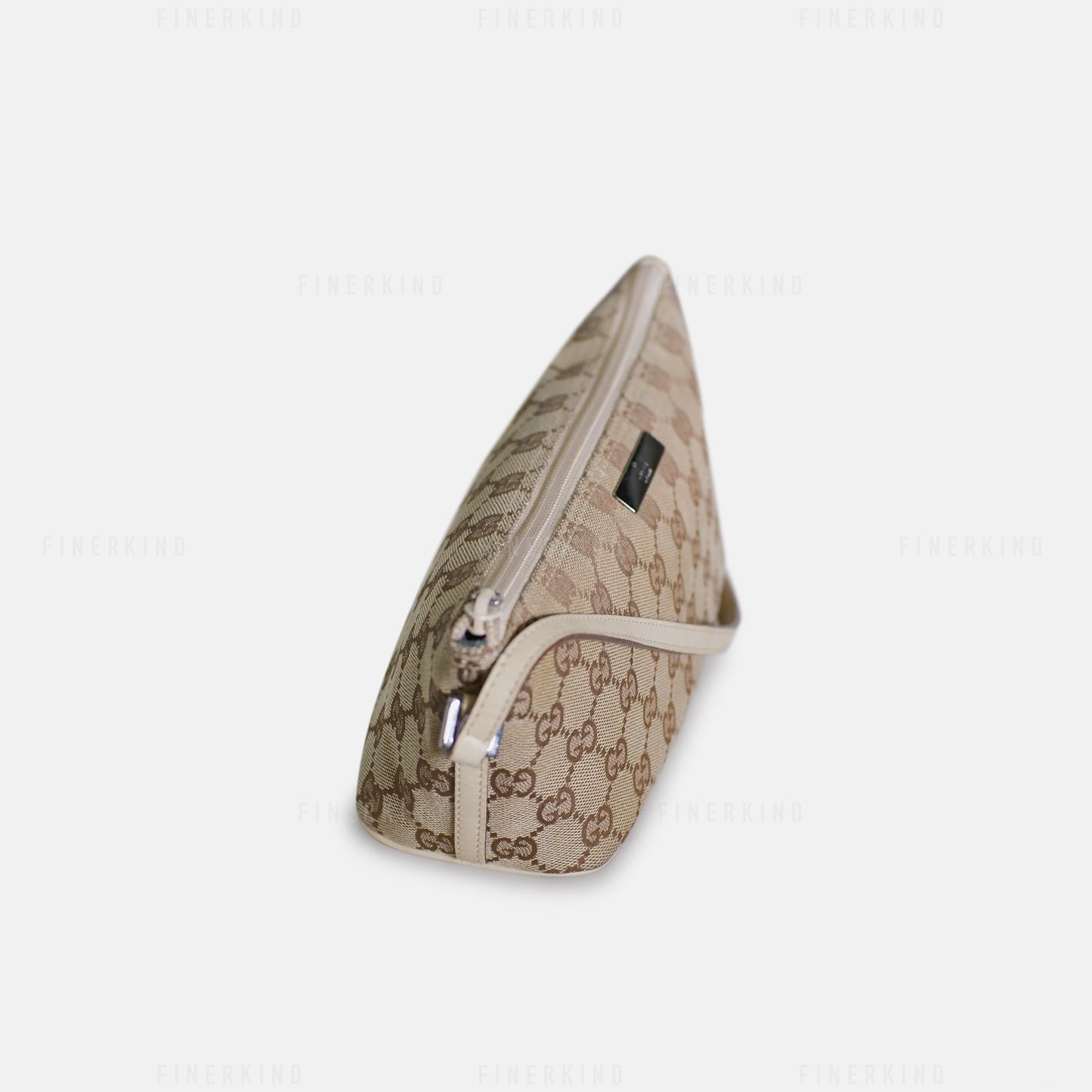 GG Canvas and Light Beige Leather Boat Pochette Bag