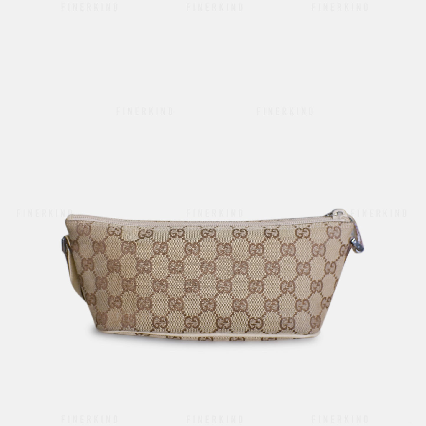 GG Canvas and Light Beige Leather Boat Pochette Bag