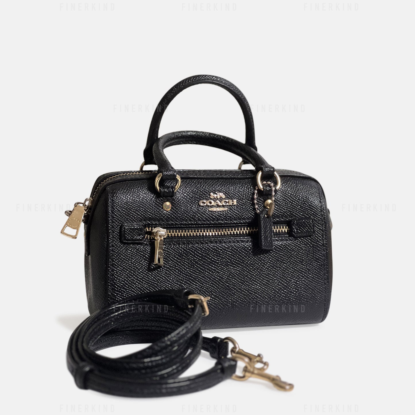 Micro Rowan Black Hand Bag (with Strap) Rare