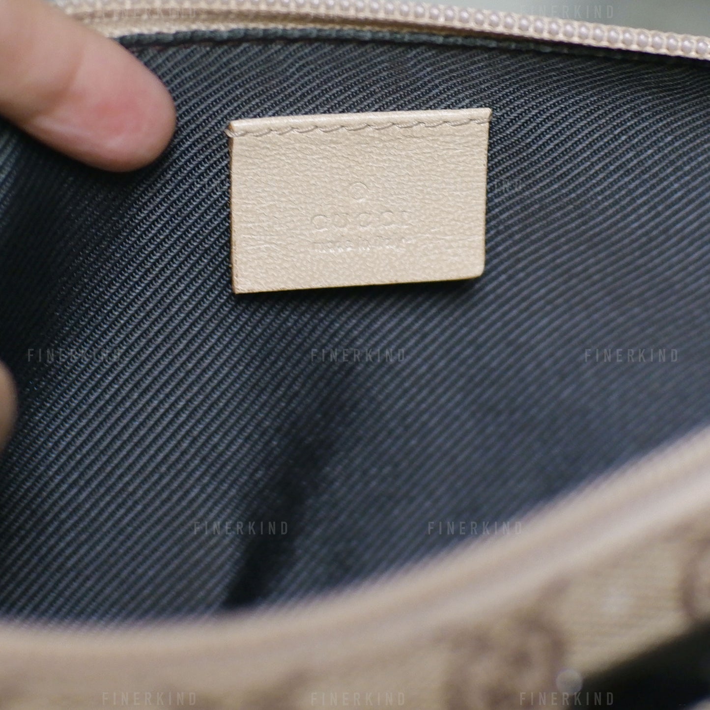 GG Canvas and Light Beige Leather Boat Pochette Bag