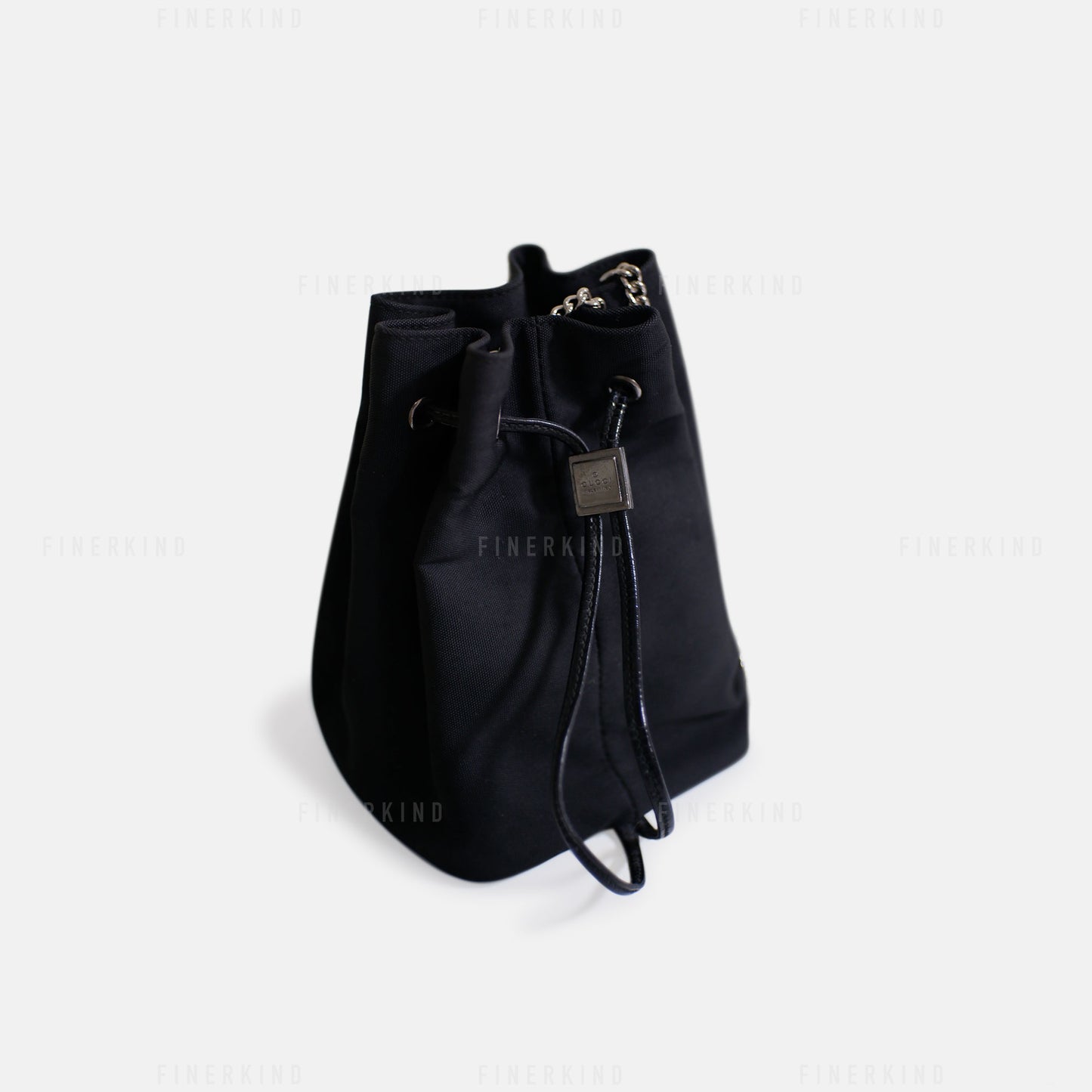Canvas and Leather in Classic Black Bucket Bag